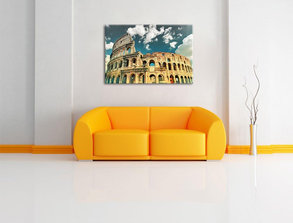 Pixxprint Colosseum bei Tag in Rom als Leinwandbild/Grösse: 100x70 cm/Wandbild/Kunstdruck/fertig bes