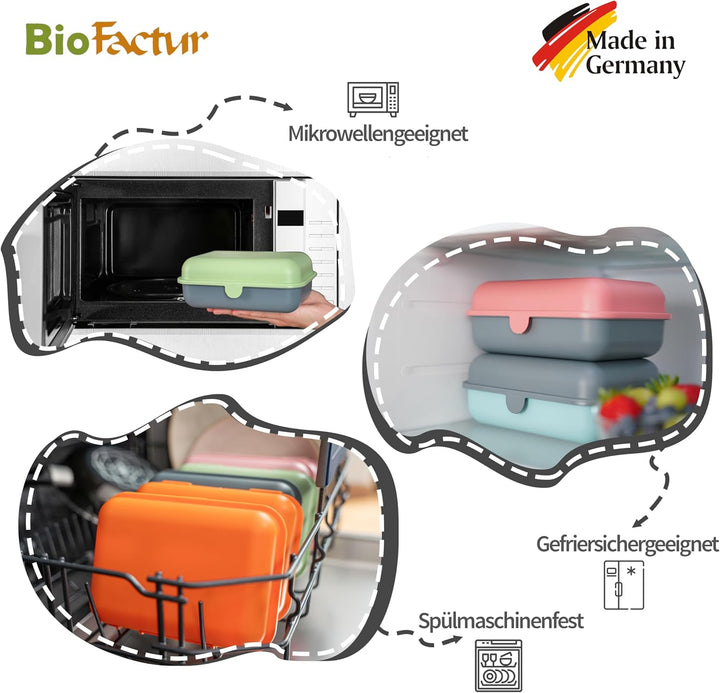 BioFactur Brotdose Erwachsene,Kinder | 3er Jausenbox Kinder | BPA Frei Vesperbox | Butterbrotdose Sp