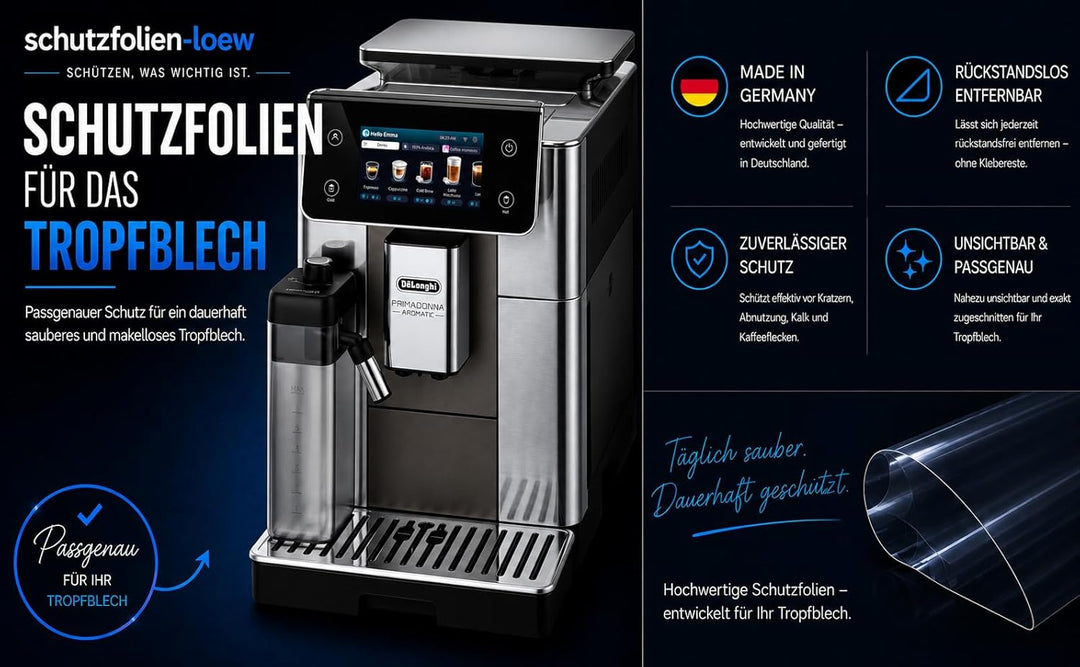 Schutzfolie passend für DeLonghi PrimaDonna Aromatic 630.55.SM - 630.55.SSM - 630.75 TSM - 630.75 TM