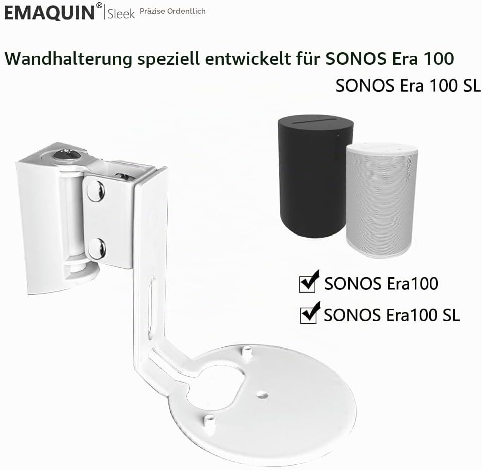 EMAQUIN Wandhalterung für Sonos Era 100 Lautsprecher (Schwenkbar und neigbar,kompatibel mit Sonos Er
