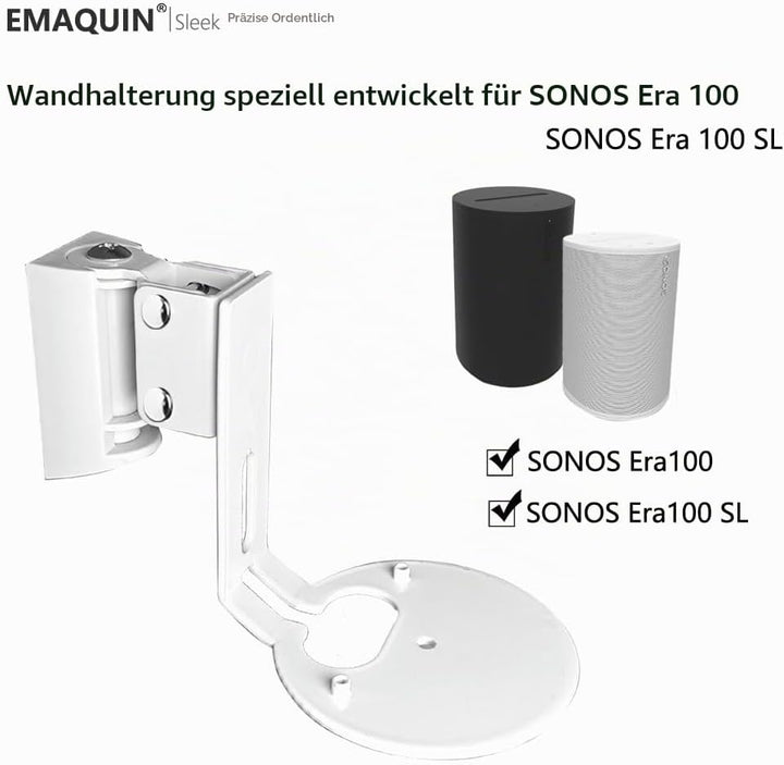EMAQUIN Wandhalterung für Sonos Era 100 Lautsprecher (Schwenkbar und neigbar,kompatibel mit Sonos Er