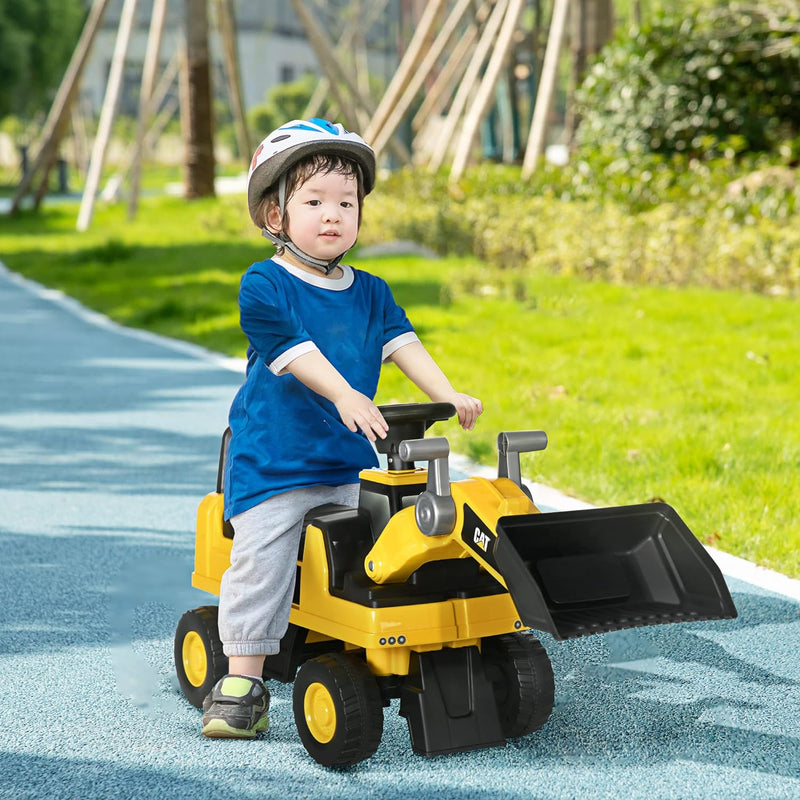 HOMCOM Sitzbagger, Rutscherfahrzeug mit Schaufel, Aufsitzbagger, Kinderbagger zum draufsitzen mit Hu