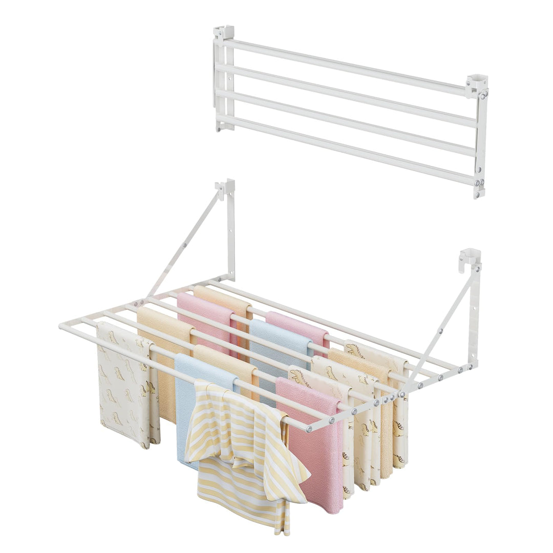 Innotic 80CM Wäscheständer Wandmontage Klappbar, Rostbeständig Wäschetrockner Wand Outdoor mit 8 Sta
