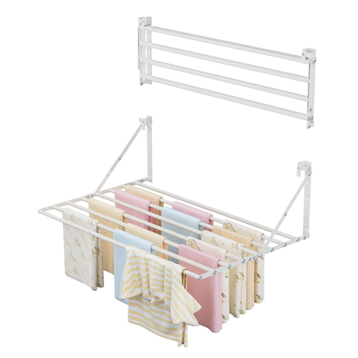 Innotic 80CM Wäscheständer Wandmontage Klappbar, Rostbeständig Wäschetrockner Wand Outdoor mit 8 Sta