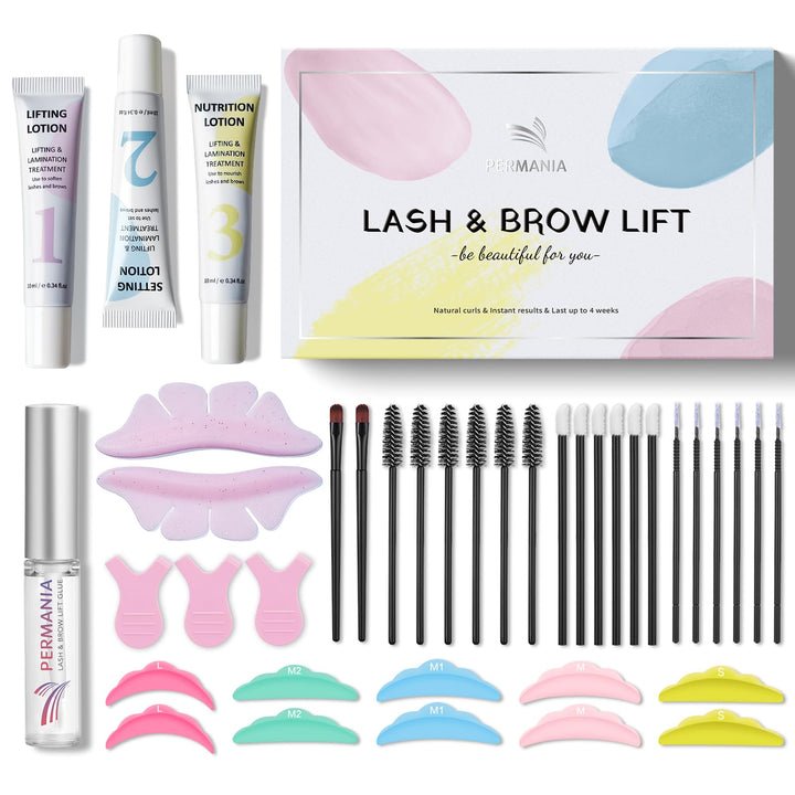 PERMANIA Wimpernlifting Set, Korean Lash Lifting Set, Tuben Design | Pflegende Formel, 2-in-1-Wimper