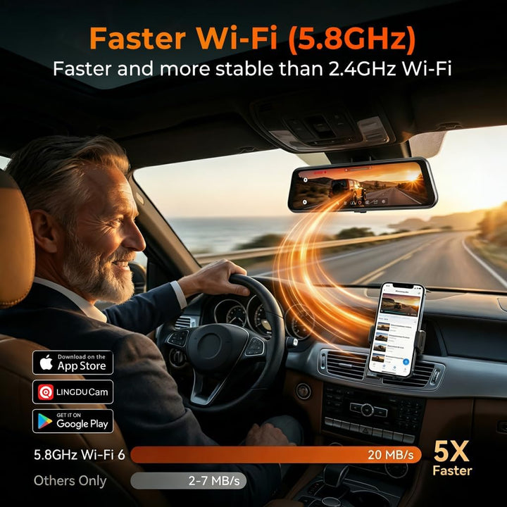 12 Zoll Rückspiegel Dashcam, 4K UHD Frontkamera & 2.5K Rückfahrkamera fürs Auto, mit ADAS BSD LCA Sm