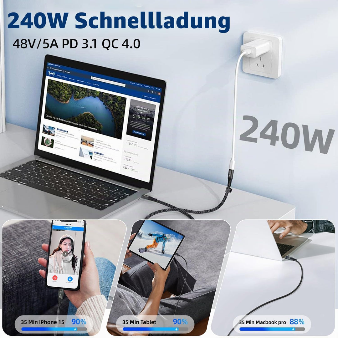 CAKOBLE USB C Verlängerung Kabel 3M,usb-c verlängerung buchse auf steckerUnterstützt usb c 3.2 verlä