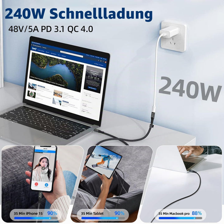 CAKOBLE USB C Verlängerung Kabel 3M,usb-c verlängerung buchse auf steckerUnterstützt usb c 3.2 verlä