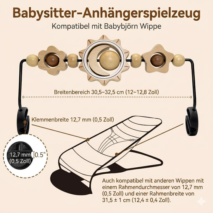 Spielzeug für Babywippe, kompatibel mit Baby Björn Bouncer Balance Soft &amp; Bliss, drehbare Holzspielz