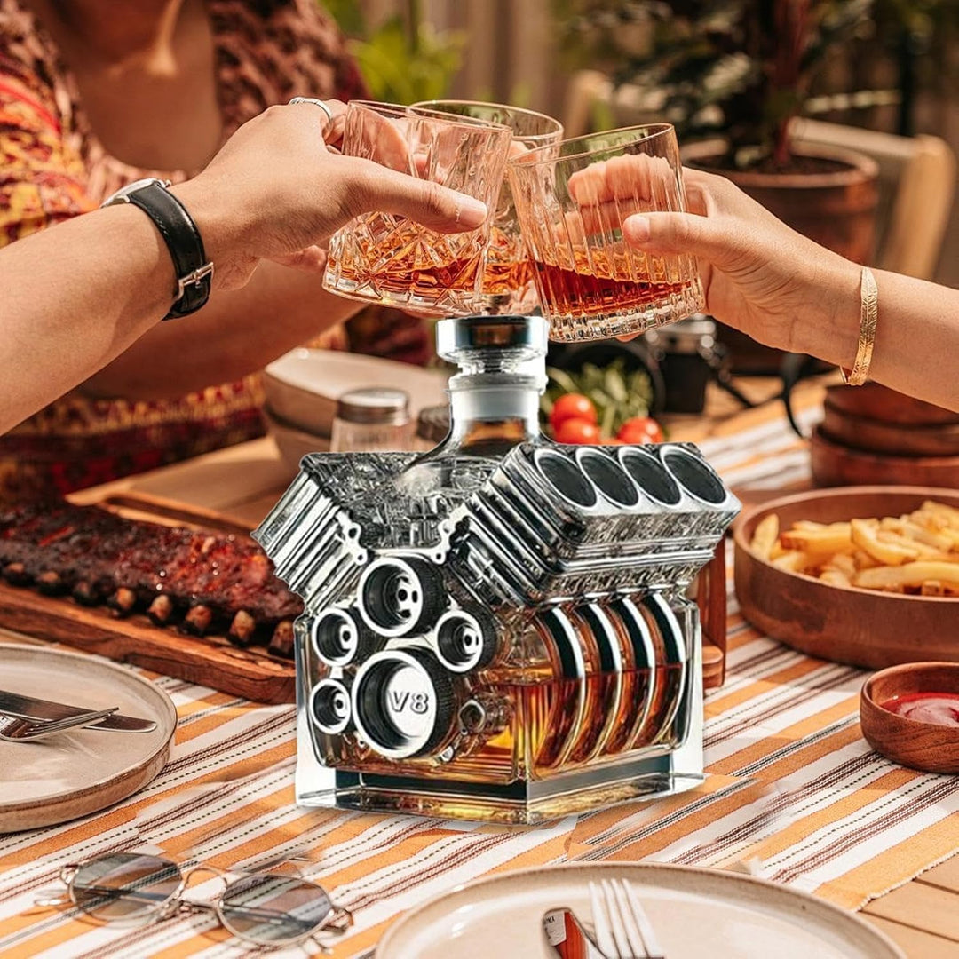 Weindekanter V8 Motor Whisky Karaffe Spirituosenentzanker V8 Motoren Whisky Flasche Auto Motor Whisk