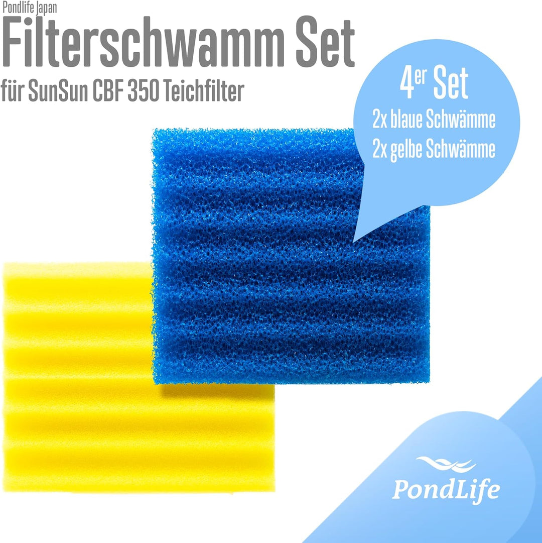 Pondlife Ersatzteil für CBF-Teichfilter - CBF-350 Ersatz-Filterschwämme 2X blau, 2X gelb