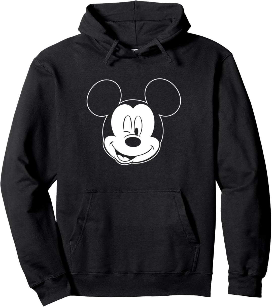 Disney Mickey Winking Plain Face Outline Pullover Hoodie
