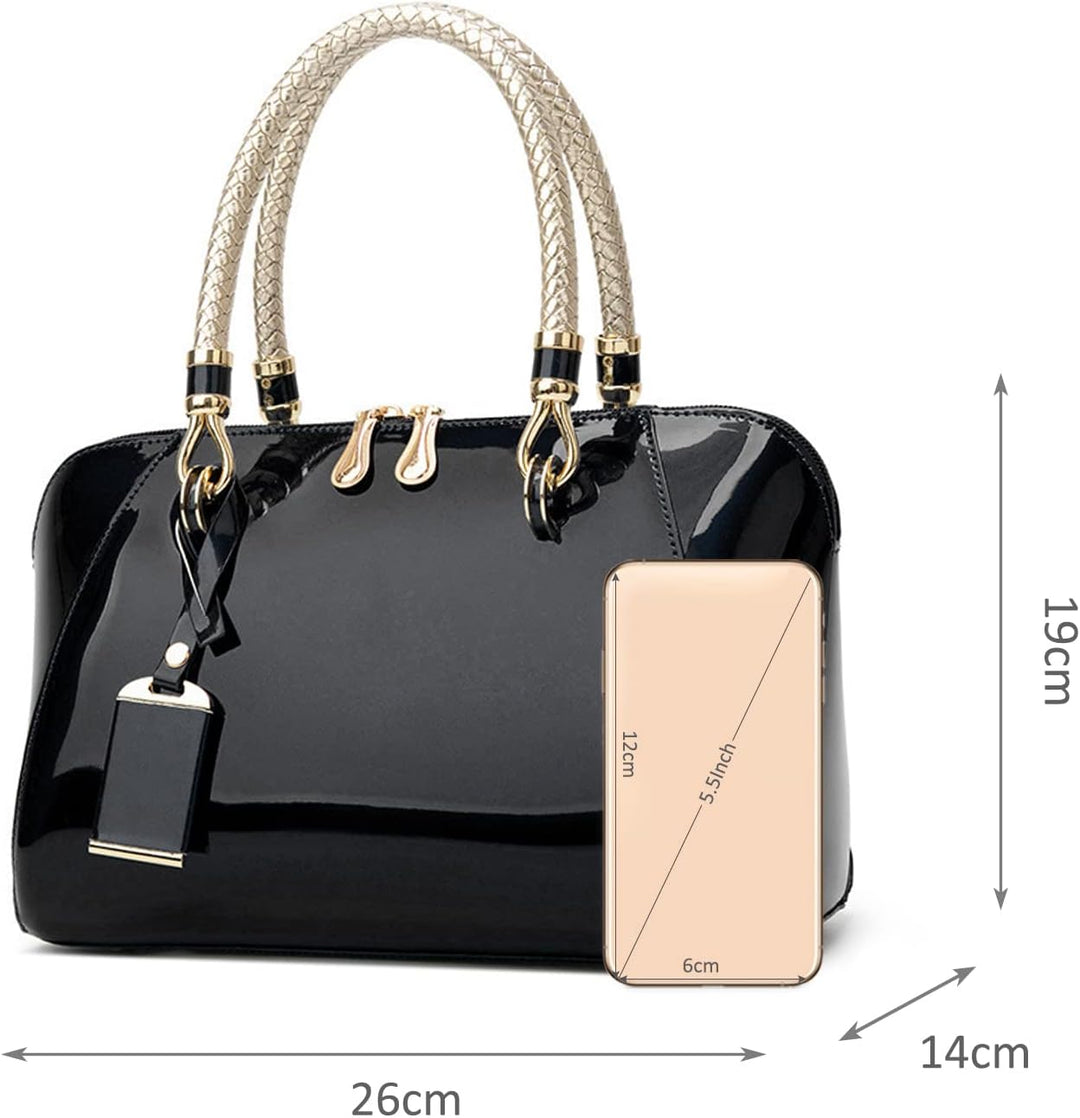NICOLE &amp; DORIS Mode Handtaschen Damen Lackleder Handtasche Elegant Schultertasche Frauen Umhängetasc
