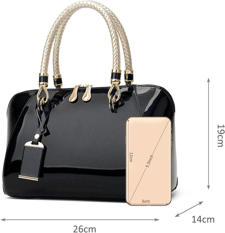 NICOLE &amp; DORIS Mode Handtaschen Damen Lackleder Handtasche Elegant Schultertasche Frauen Umhängetasc