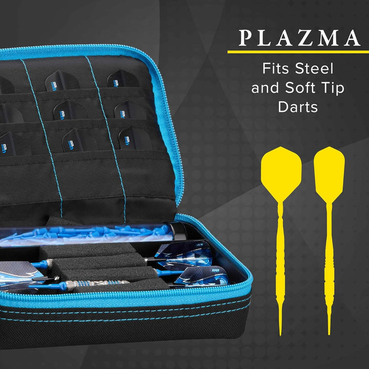 Casemaster Plazma Dartkoffer für weiche Dartpfeile mit Stahlspitze, für 3 Dartpfeile und integrierte