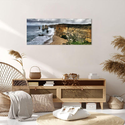 Panorama Bilder auf Leinwand 100x40cm Leinwandbild Strand Ozean Landschaft Gross Wanddeko Bild Schla