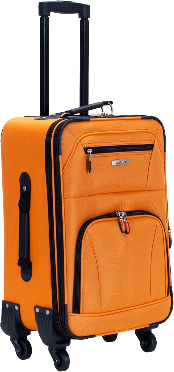 Rockland Pasadena Softside Spinner Wheel Gepäck, Orange/Abendrot im Zickzackmuster (Sunset Chevron),