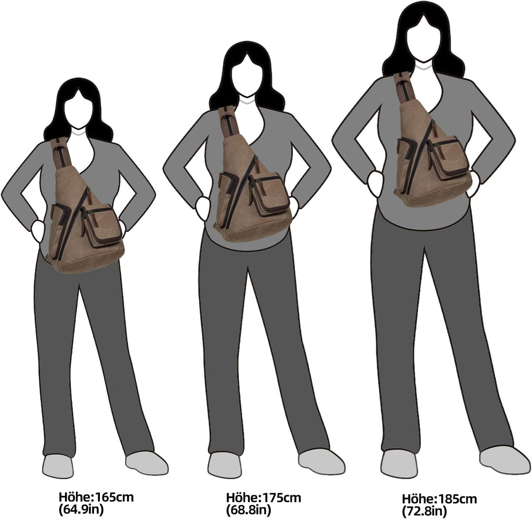 KL928 Canvas Sling Bag Herren und Damen, Crossbody Brusttasche Schulterrucksack Schultertasche Rucks