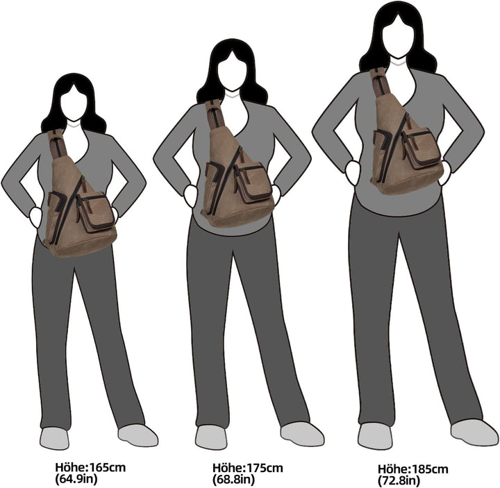 KL928 Canvas Sling Bag Herren und Damen, Crossbody Brusttasche Schulterrucksack Schultertasche Rucks