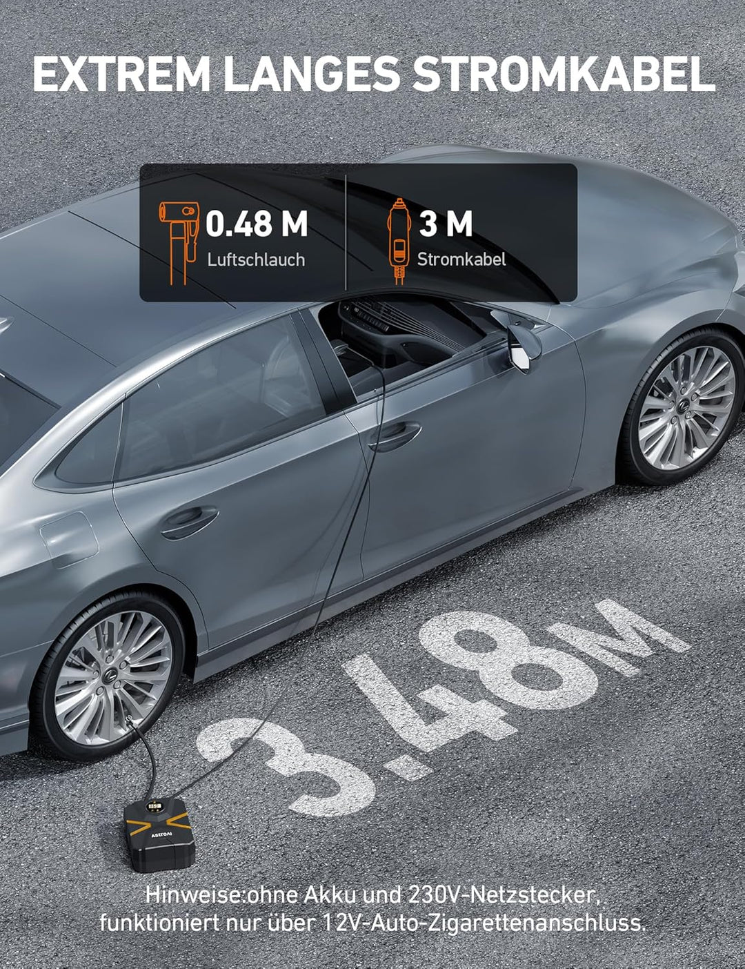 AstroAI Luftkompressor luftpumpe Auto 150 PSI Autoreifen Kompressor 12V mit Echtzeit-Digitalbildschi