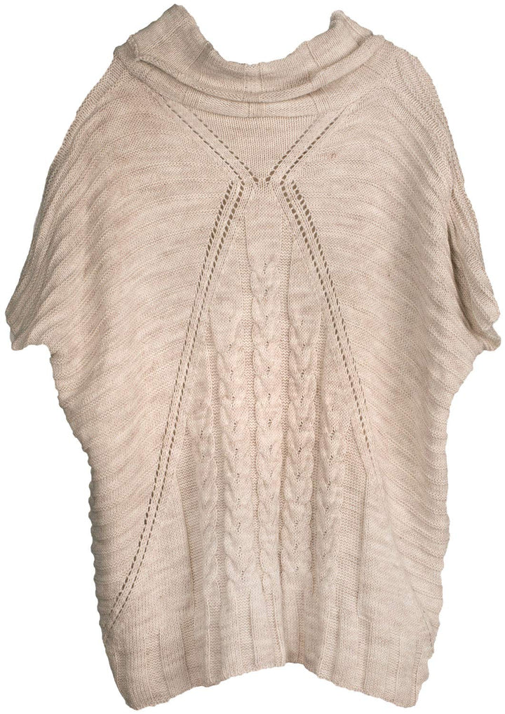 styleBREAKER Damen Strick Poncho mit Zopfmuster, Ärmel und Schalkragen 08010054, Farbe: Einheitsgrös