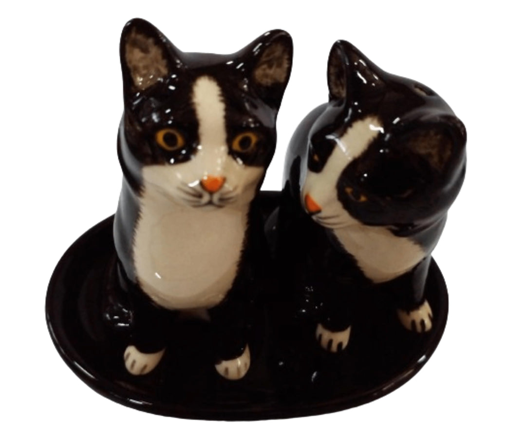 Keramik Salz und Pfefferstreuer Set Katzen Motiv (schwarz weiss), Schwarz Weiss