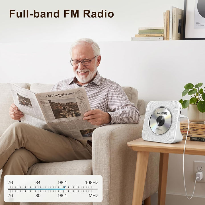 Tragbarer CD-Player mit Bluetooth, Gueray Desktop für zu Hause, Eingebaute Doppelte HiFi-Lautspreche