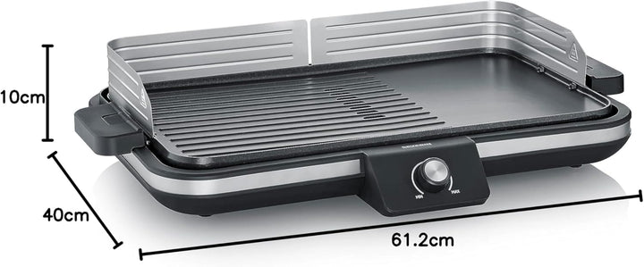 SEVERIN Tischgrill Plancha, antihaftbeschichtete Plancha Grillplatte mit glatter und gerippter Oberf