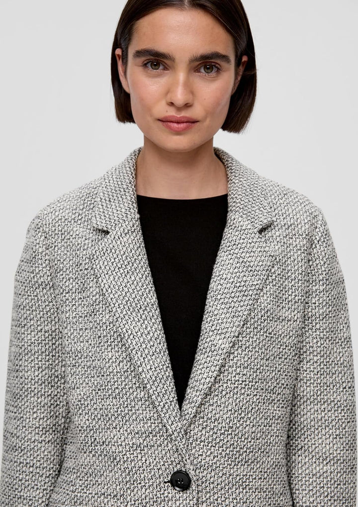 s.Oliver Bouclé-Blazer aus Baumwollmix 40 99x1 Schwarz, 40 99x1 Schwarz