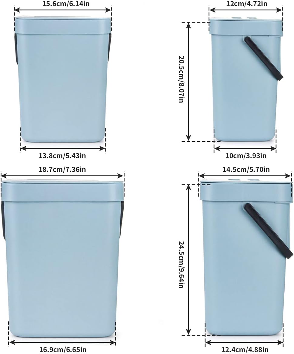 Spesh Biomülleimer Küche 2er-Set(5L+3L) Kunststoff Komposteimer Geruchsdicht Aufhängbar Abfalleimer
