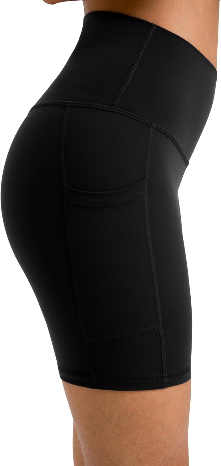 Colorfulkoala Women's High Waisted Biker Shorts mit Taschen 6" Inseam Workout & Yoga Tights S Schwar