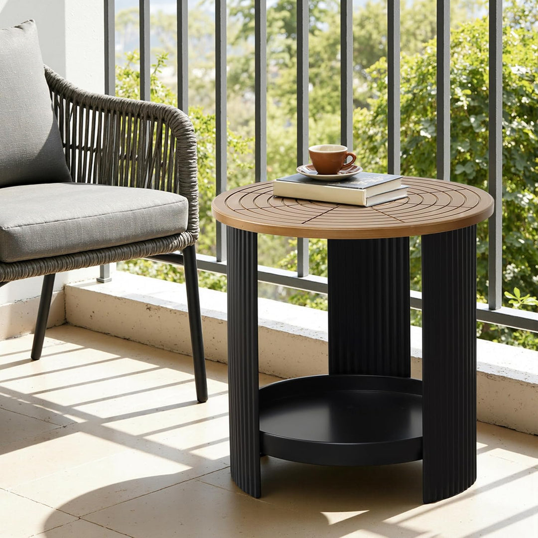 Hometopia Beistelltisch Rund - Modernes Industrie-Design mit 2 Ebenen - Kleiner Couchtisch Ø40cm in