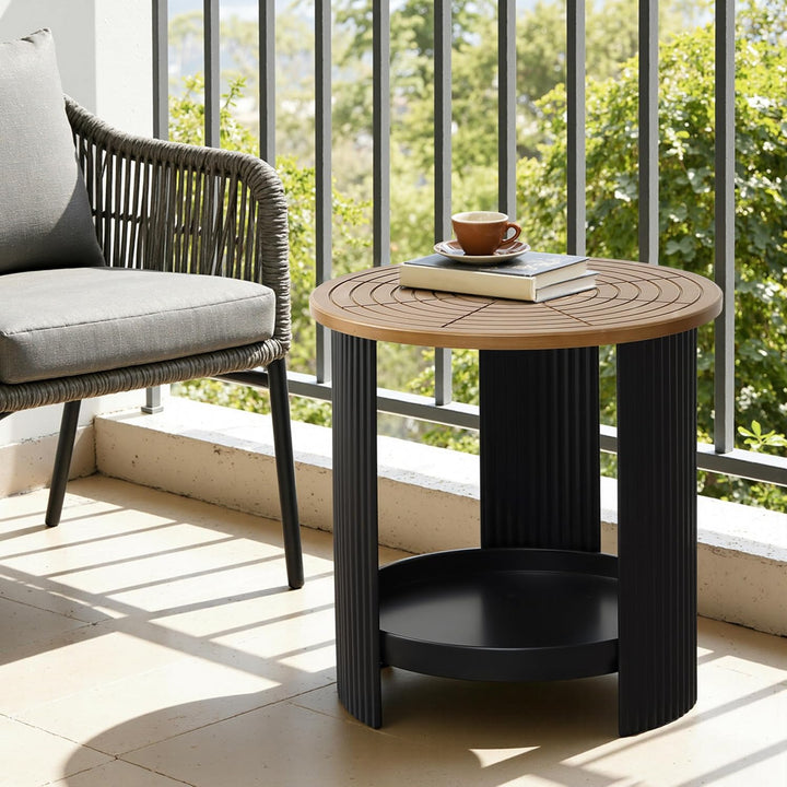 Hometopia Beistelltisch Rund - Modernes Industrie-Design mit 2 Ebenen - Kleiner Couchtisch Ø40cm in