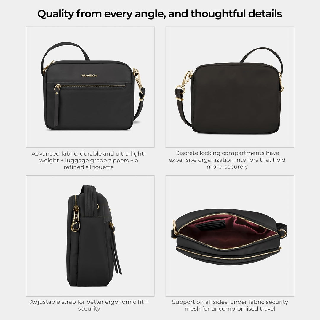 Travelon Unisex Addison Umhängetasche Einheitsgrösse Schwarz, Einheitsgrösse Schwarz