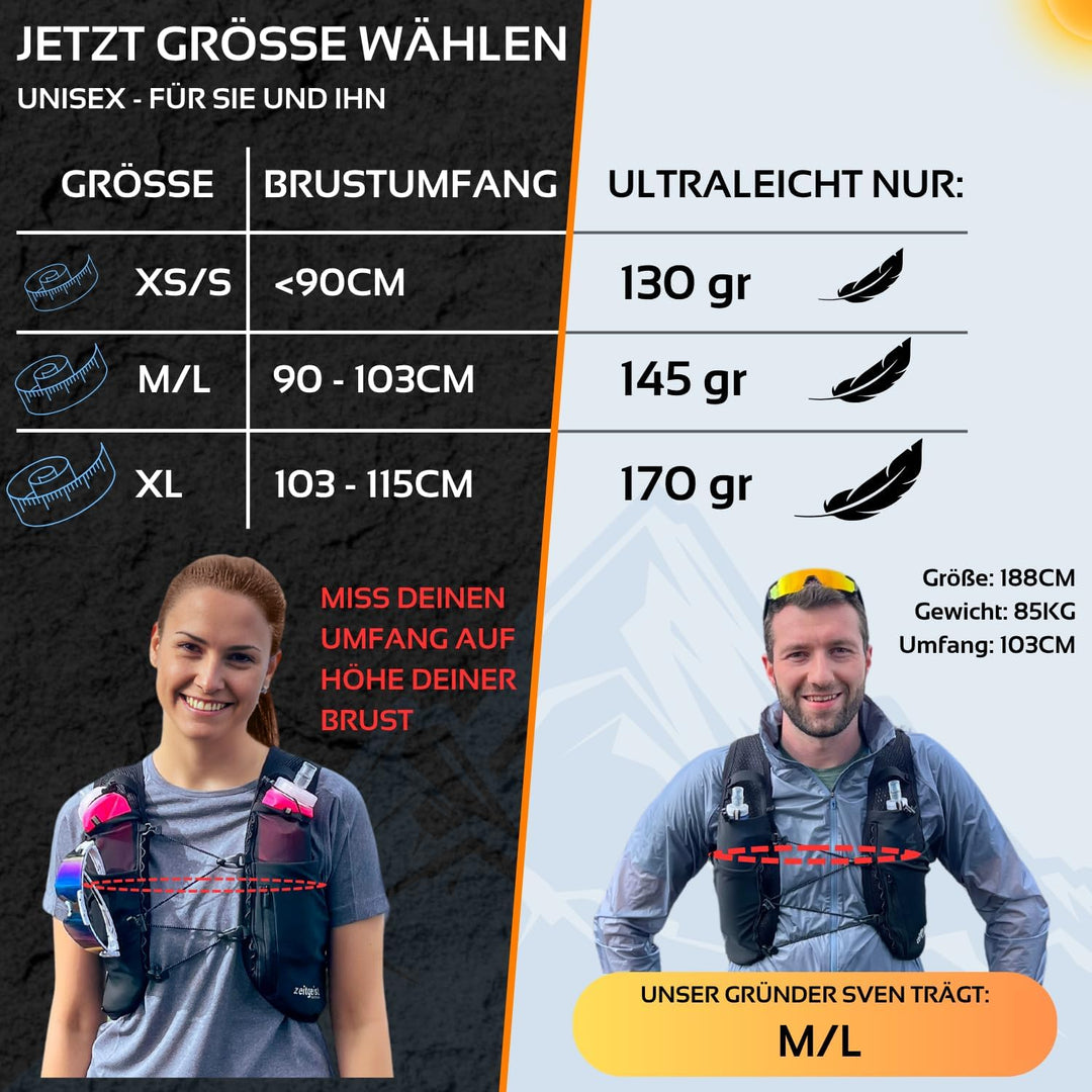 Laufweste Damen und Herren Urban fit 2L optimale Passform atmungsaktiv ultraleichter Laufrucksack 13