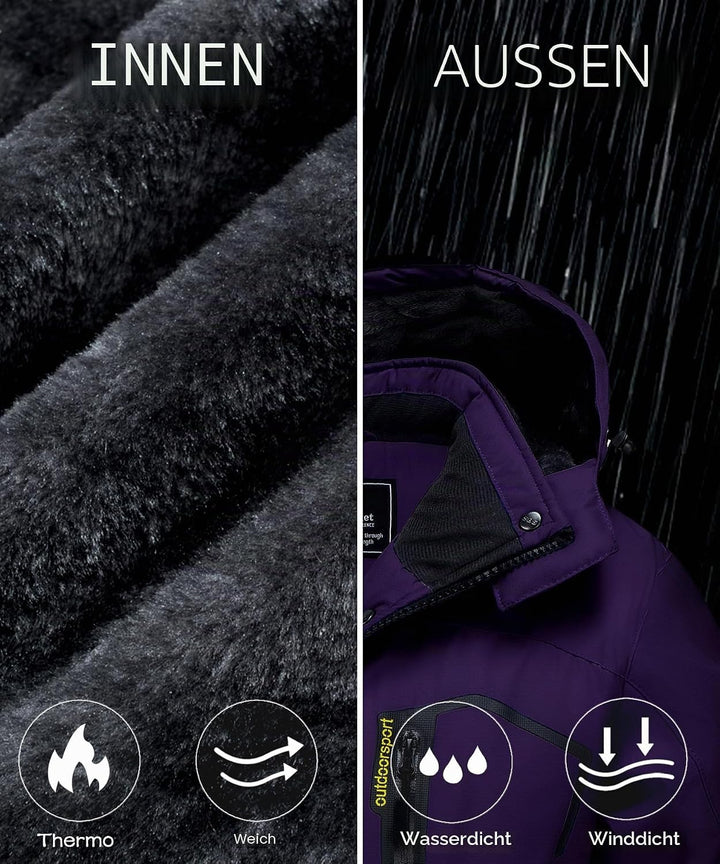 TACVASEN Damen Übergangsjacke Warm Winterjacke Gefüttert Wanderjacke Ski Jacket mit Wasserdichtem Re