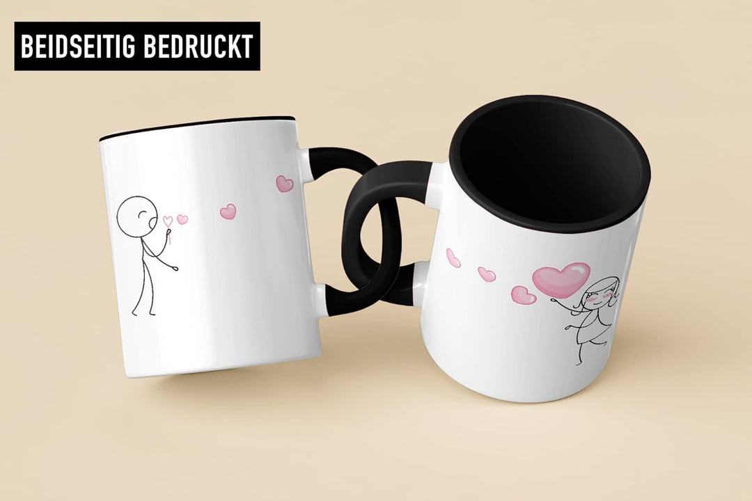 Trendation - Partner Tassen Set Geschenk für Sie Ihn Fernbeziehung Freundin Freund Valentinstag Lieb
