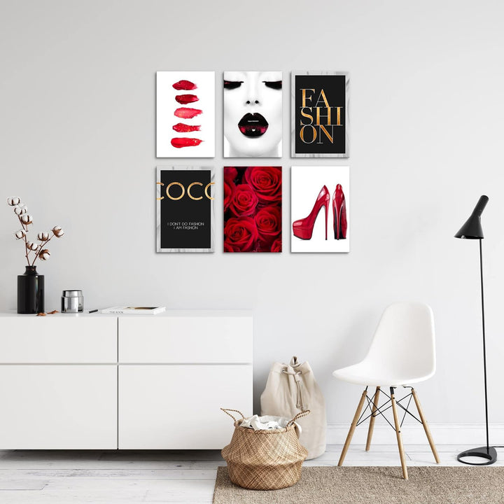 Novart Wandbilder Set - KOMPLETT AUFHÄNGFERTIG - Made in Germany - Moderne Bilder Fashion Wohnzimmer