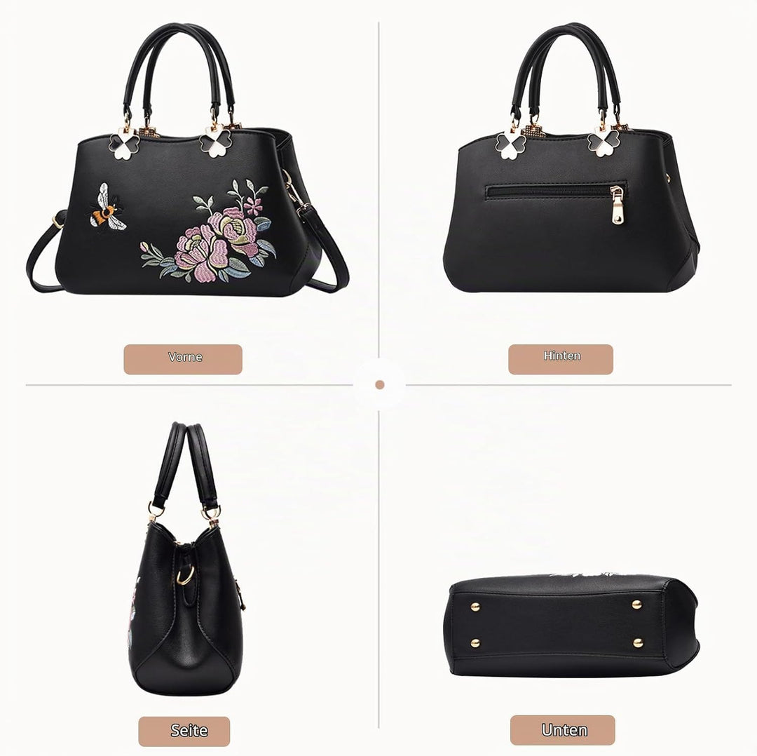 NICOLE&amp;DORIS Handtaschen Damen Mode Schultertasche Geldbörse Retro Umhängetasche Frau Tote Stickerei