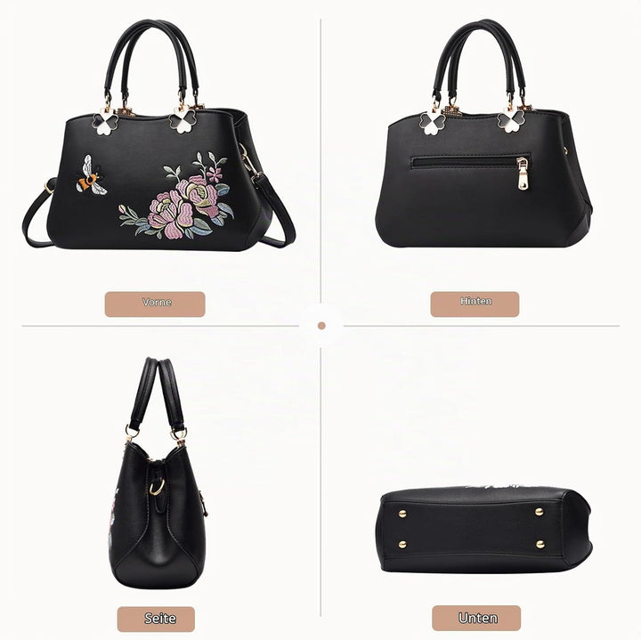 NICOLE&amp;DORIS Handtaschen Damen Mode Schultertasche Geldbörse Retro Umhängetasche Frau Tote Stickerei
