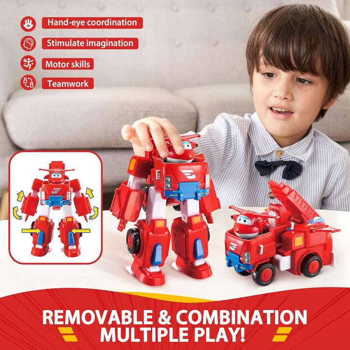 Super Wings EU720311 - Transformations-Flugzeug Jett Robo Rig, ca. 18 cm grosse Spiel-Figur für Kind