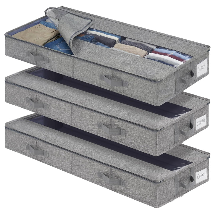 GARPROVM Stabil Unterbett Aufbewahrungsbox 3er Set, 85x40x12cm Formstabil Unterbettkommode Unterbett
