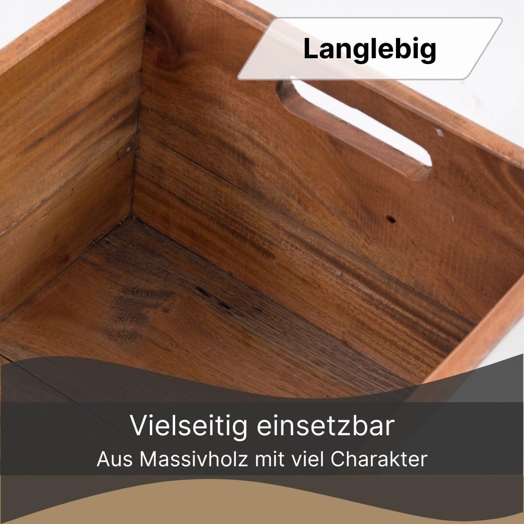 DESIGN DELIGHTS ROLLBARE HOLZKISTE Box | 26x45x30 cm (HxBxT), Recyclingholz | Aufbewahrungskiste, Ho