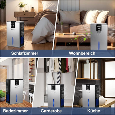 Luftentfeuchter Elektrisch 2700ml, Luftentfeuchter für Zuhause mit automatischer Abschaltung, 7-Farb