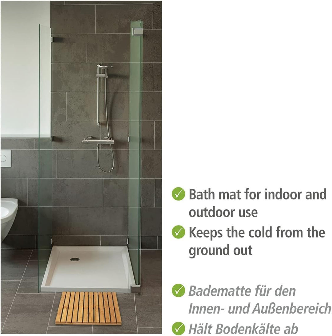 WENKO Baderost Bambus 50 x 50 cm, rutschfeste Badewannenmatte Antirutschmatte Mod. Indoor u. Outdoor