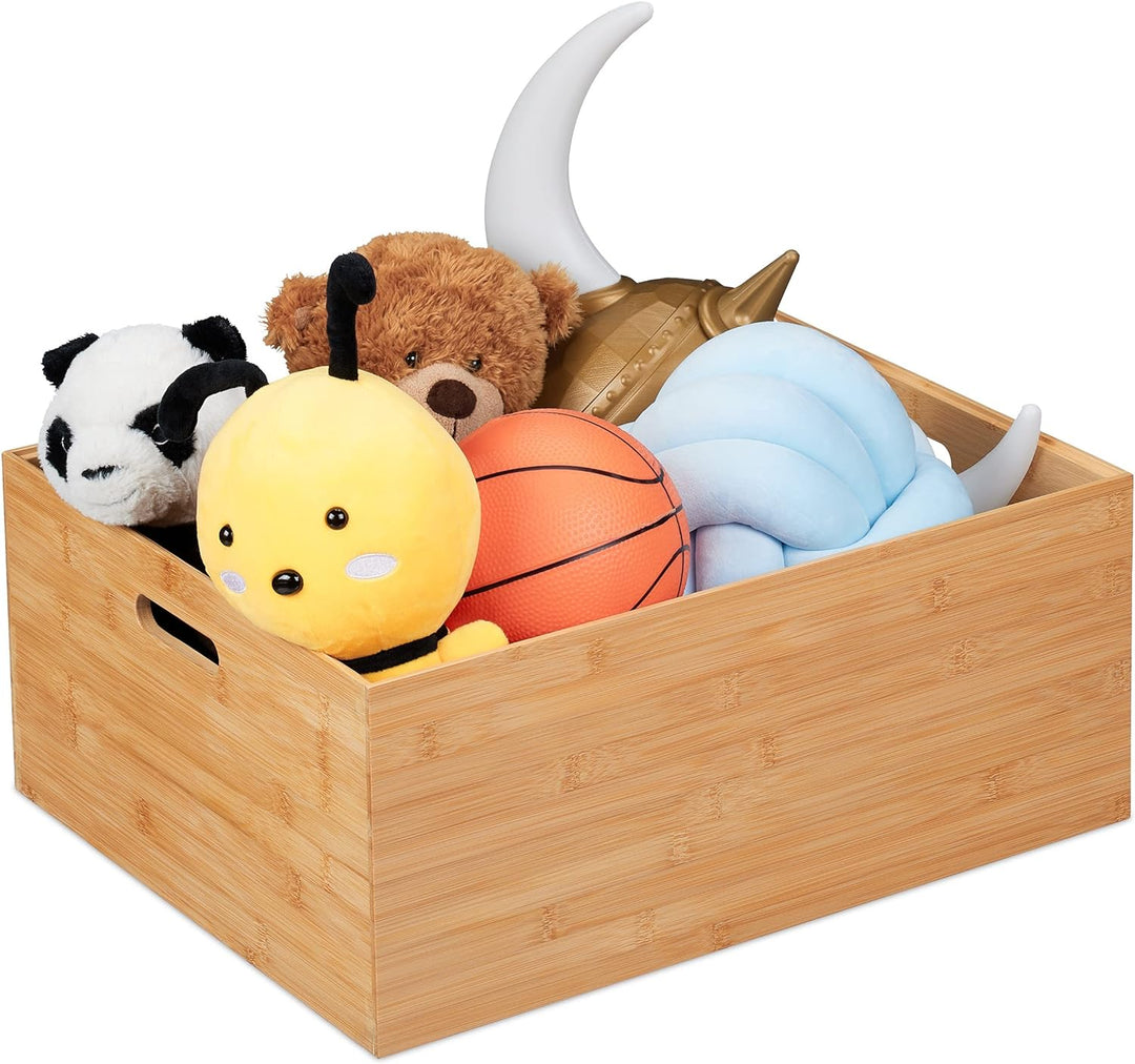 Relaxdays Aufbewahrungsbox Bambus, stapelbar, stabil, Bambuskiste ohne Deckel, HBT: 21 x 50 x 40 cm,