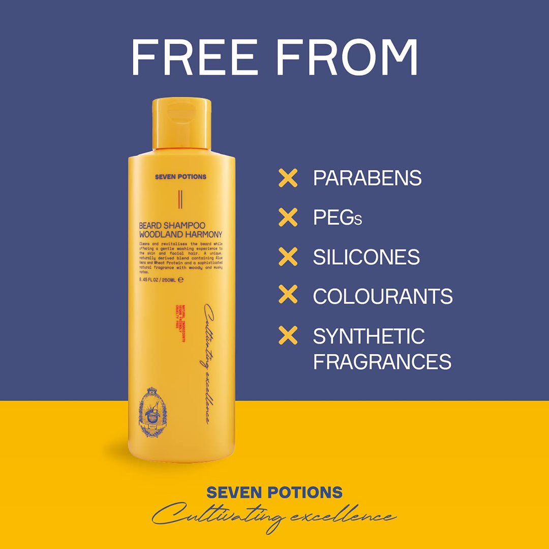Seven Potions Bart-Shampoo für Männer - Sanfte, reinigende Bartreinigung für einen sauberen Bart ohn