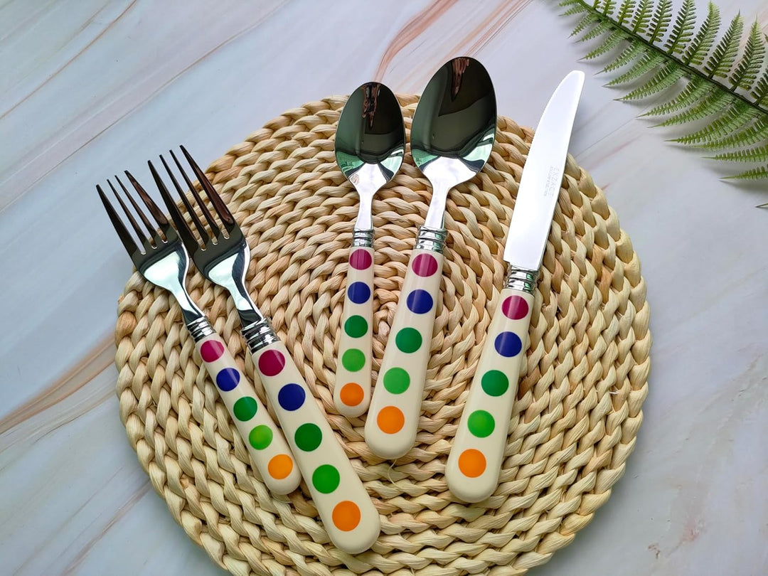 EXZACT Besteckset 20-teilig mit Polka Dots, Spiegelpolierter Edelstahl, Service für 4 inklusive: Taf