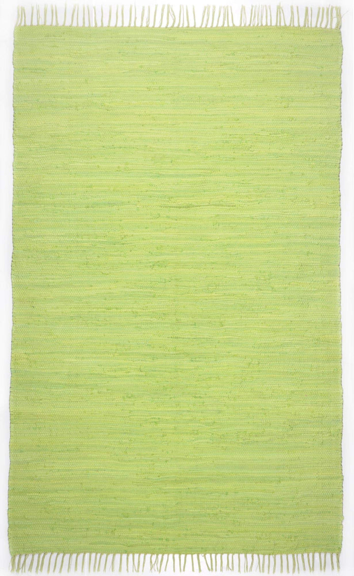 Theko | Dhurry Teppich aus 100% Baumwolle Flachgewebe Teppich Happy Cotton | handgewebt | Farbe: Grü