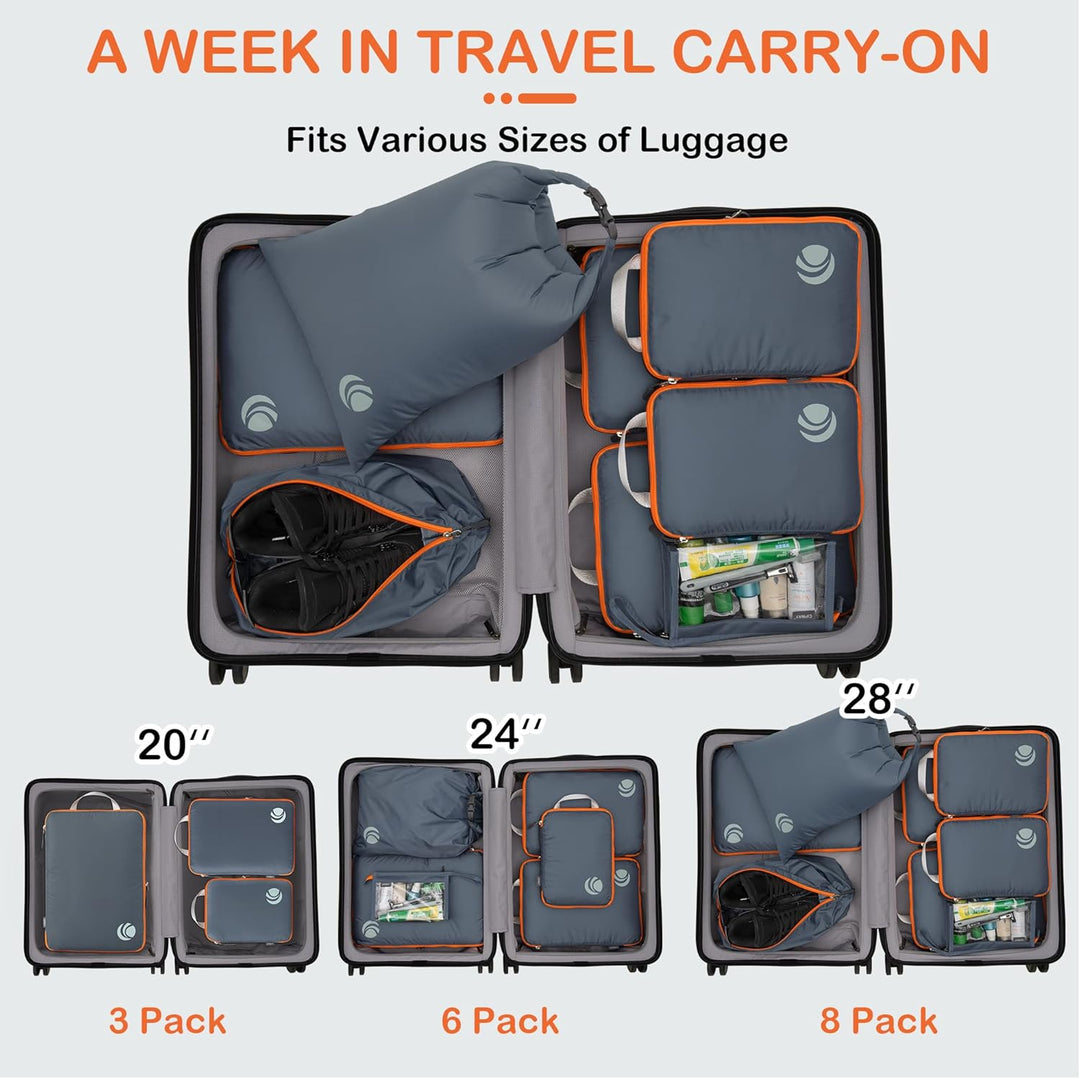 Cipway Kompression Koffer Organizer Set für Rucksack ，Ultraleichte Packtaschen Compression Packing C